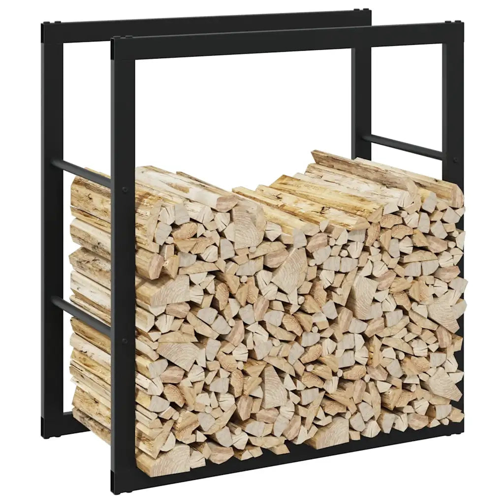 Rastrelliera per Legna da Ardere-Portalegna Nera 55x30x61 cm in Acciaio