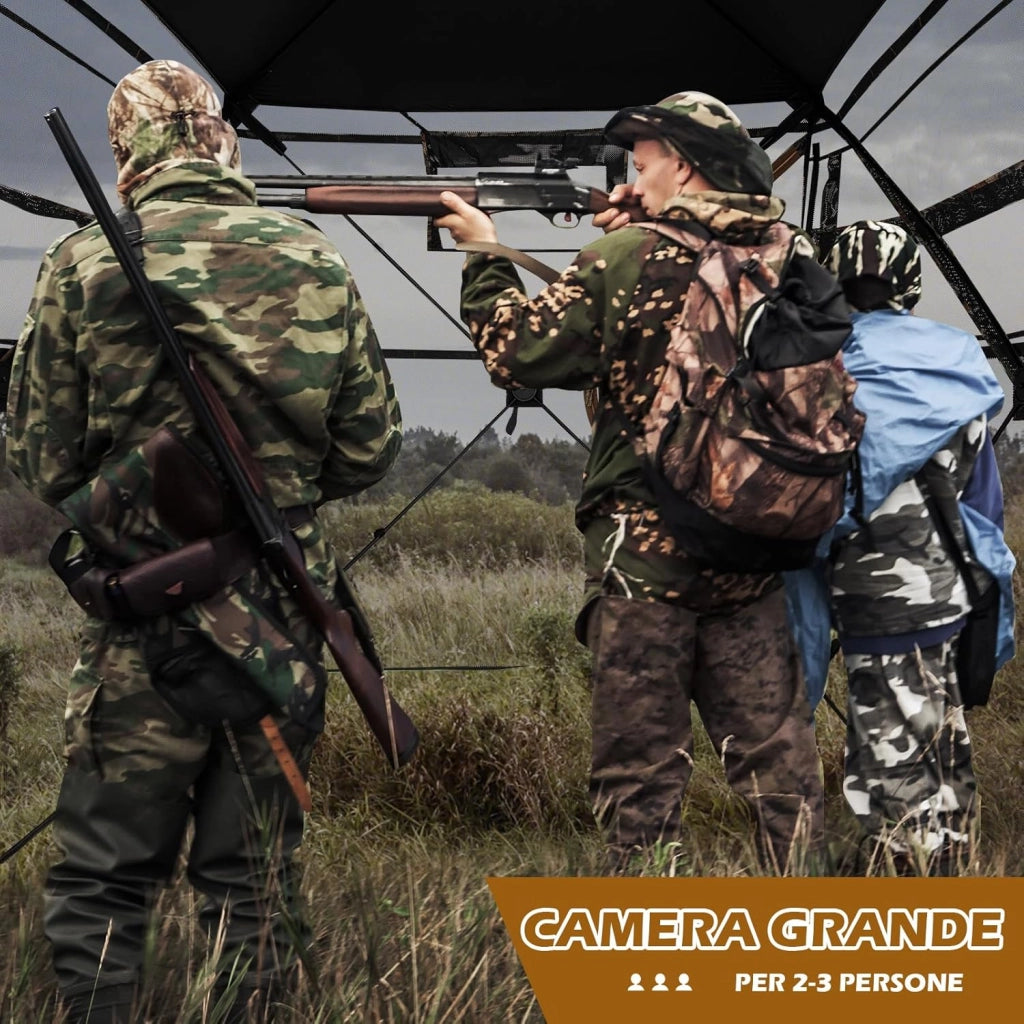 Tenda da Caccia per 2-3 Persone, Tenda Mimetica a Visione a 360° per Caccia, Tenda Pop-Up Camouflage con Borsa da Trasporto, Apribile Completamente da 1 Lato, 148 x 148 x 170 cm
