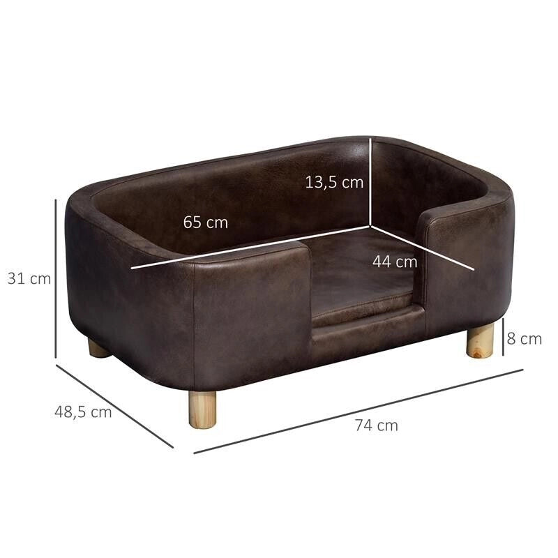 CUCCIA DIVANO PER CANI DI PICCOLA E MEDIA TAGLIA 74X48.5X31 CM MARRONE SCURO