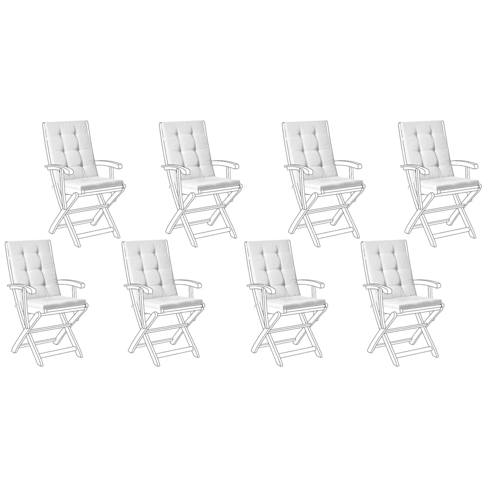 Set di 8 cuscini per sedute e schienale da esterno con lacci bianco stile elegante giardino