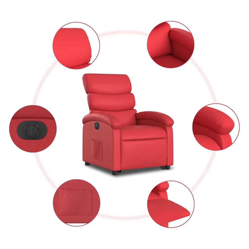 Poltrona Alzapersona Reclinabile Elettrica Rossa in Similpelle 3204059