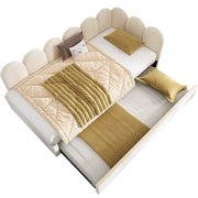 Letto a Divanetto 90x200 cm e 90x190 cm; Letto Estraibile con Rotelle - Velluto - Beige