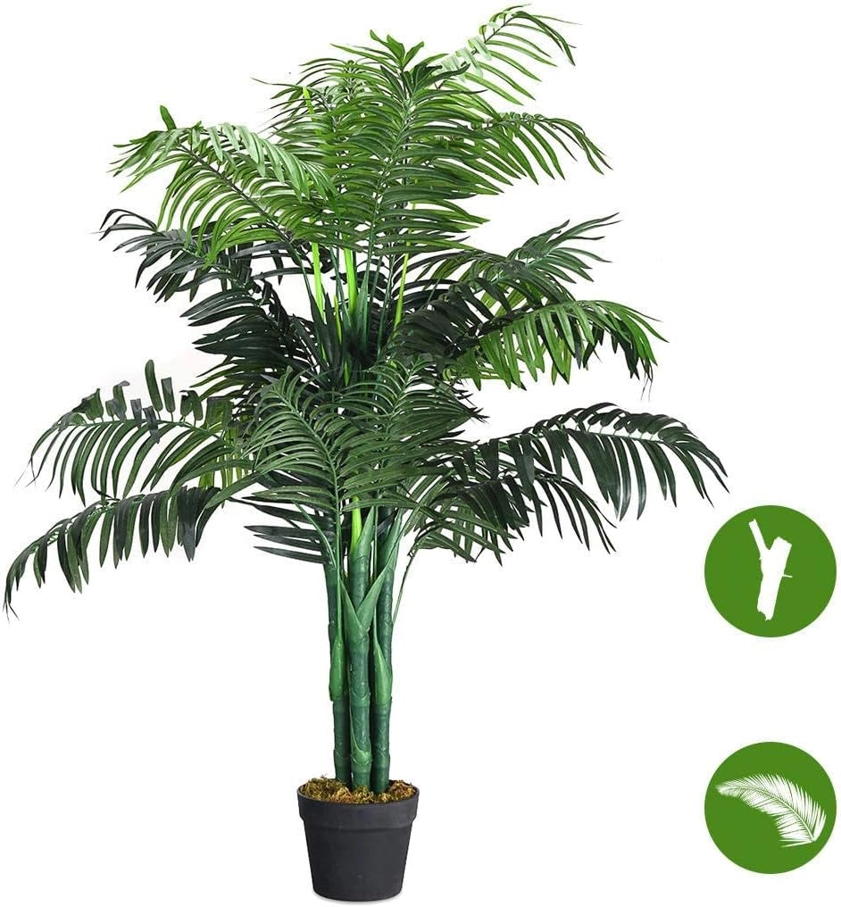 Albero artificiale, palma artificiale con vaso, palma artificiale, pianta d'appartamento in poliestere, per decorazione di interni, altezza 110 cm