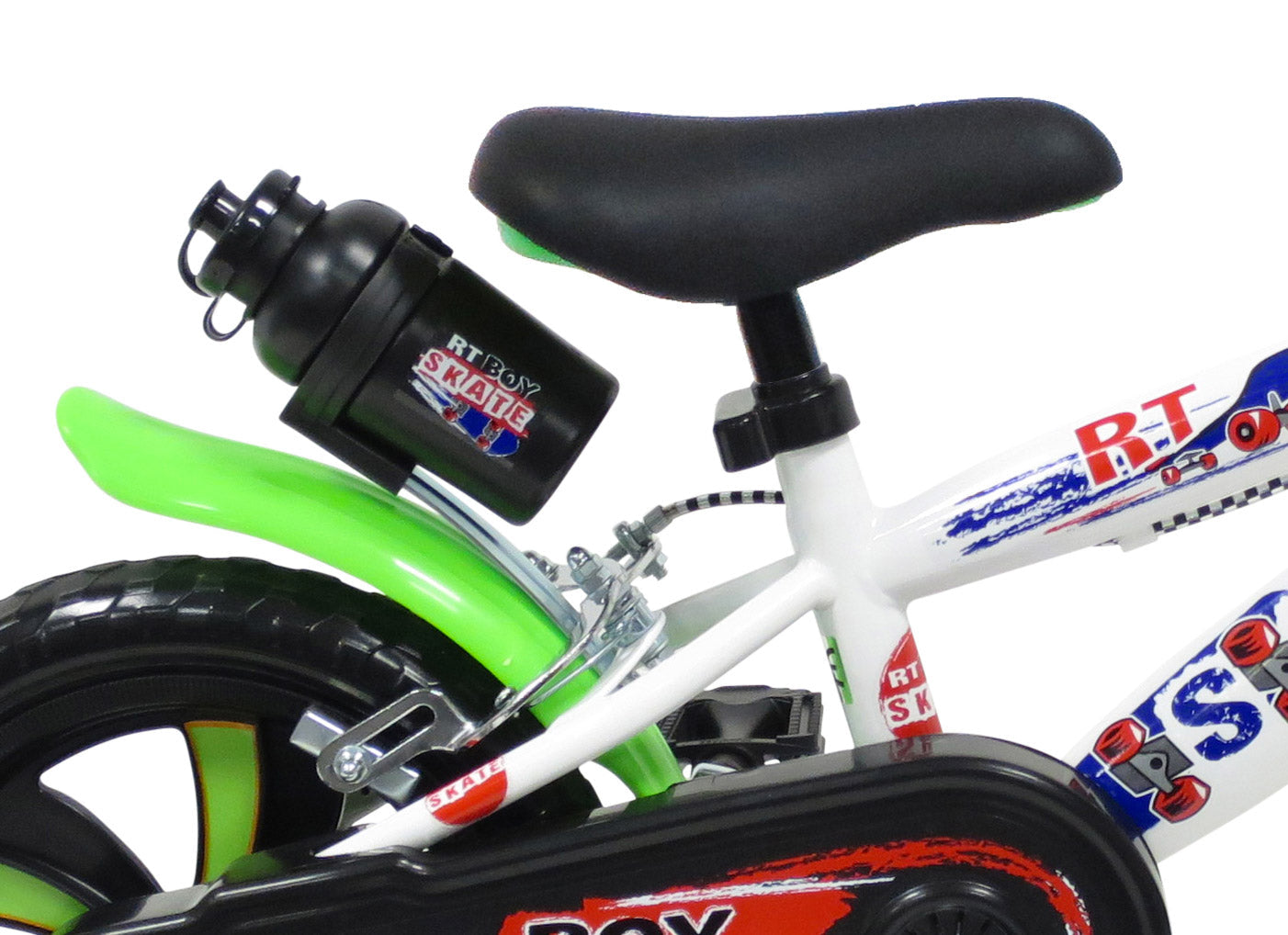 Bicicletta per Bambino 12" 2 Freni Gomme in EVA Rt-Boy Skate Bianca/Verde