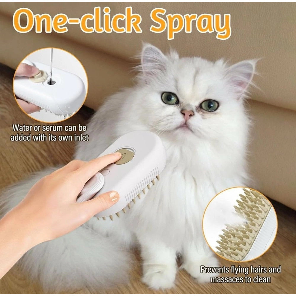 Trade Shop - Spazzola A Vapore Per Gatti Cani Elimina Pelo Morto Sottopelo Cavo Usb -