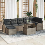 Set Divano da Giardino con cuscino 8 pcs Grigio Poly Rattan 3357422