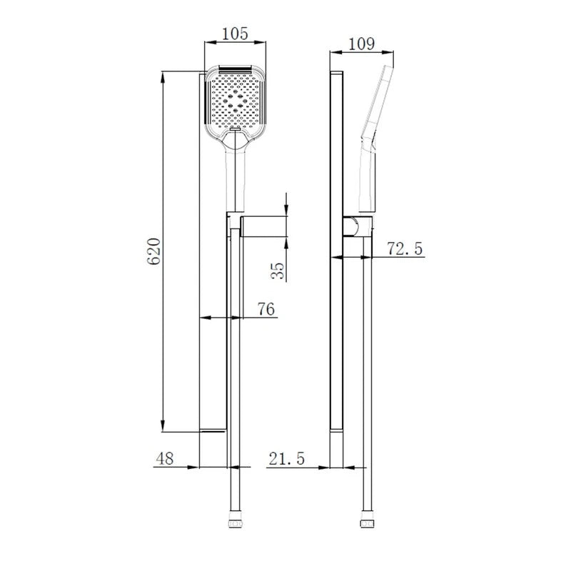 Saliscendi quadro 3 getti flex 150 cm PVC anti torsione nero - serie Tallin