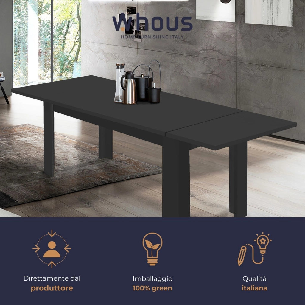 WHOUS Tavolo allungabile Jesi ideale per 6-8 persone colore antracite opaco 140/190x90x75 cm