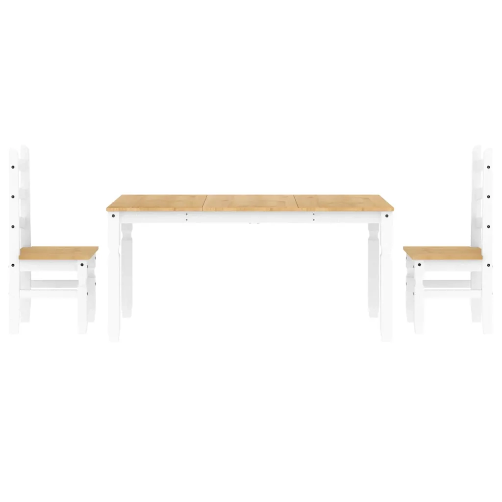 Set da Pranzo 3 pz Panama Bianco in Legno Massello di Pino