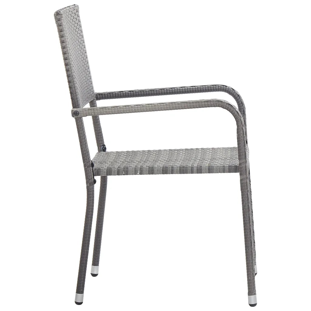 Sedie da Pranzo da Giardino 2pz Impilabili Grigie in Polyrattan 318699