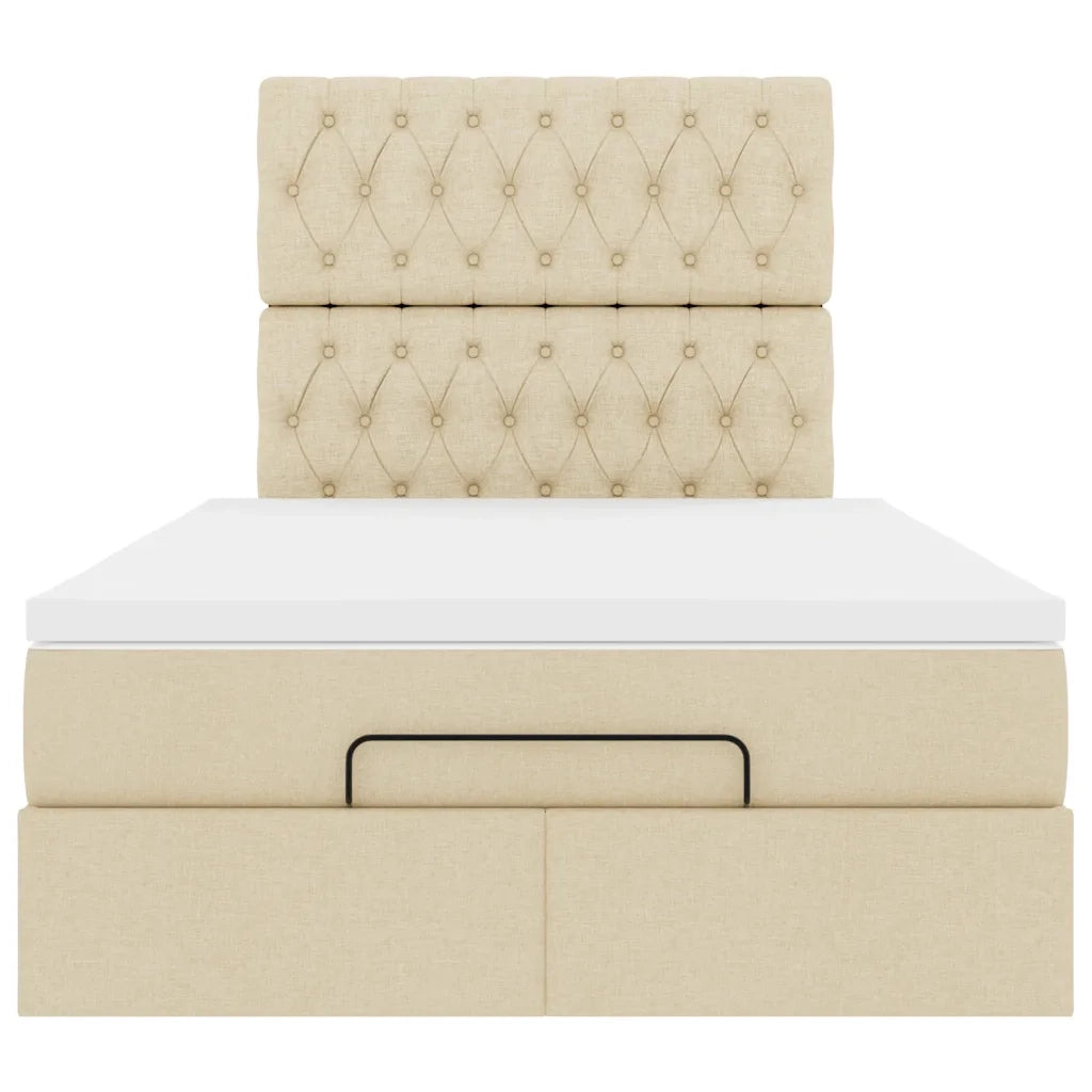 Struttura Letto Pouf con Materasso Crema 120x200 cm in Tessuto 3314084