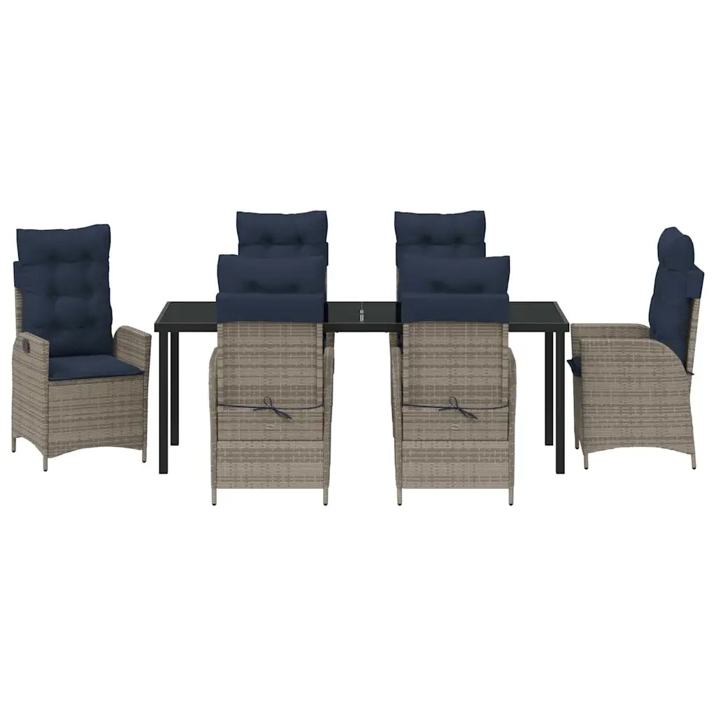 Set da Pranzo per Giardino 7 pcs Grigio e Nero Rattan 3380580