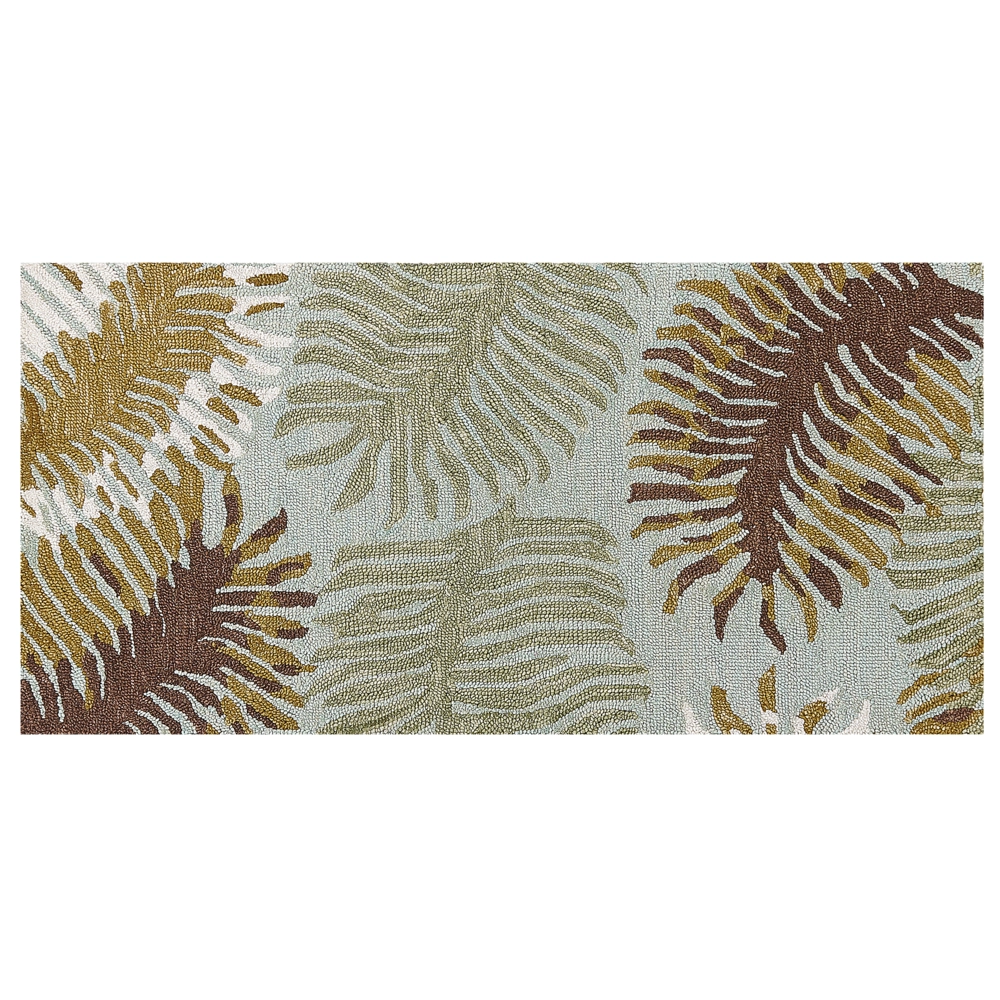 Tappeto in lana multicolore con motivo foglie 80 x 150 cm stile boho rustico camera da letto soggiorno