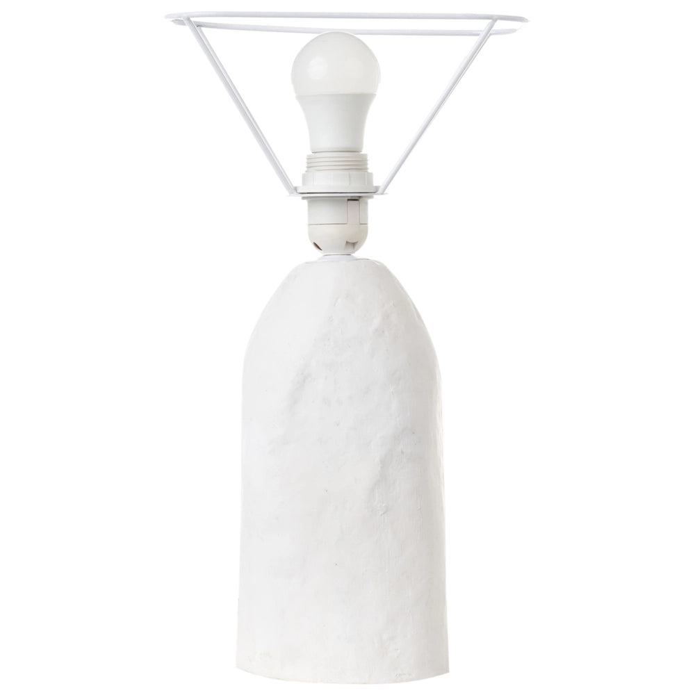 Lampada da tavolo in argilla di carta pesta bianca fatta a mano lampada da comodino