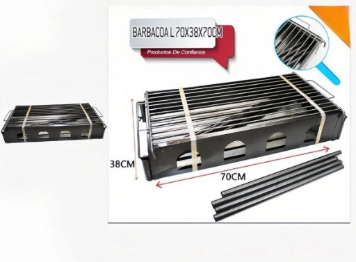 Barbecue Portatile da Giardino ¨C Zephmum ¨C Grigio 70x38x70 cm