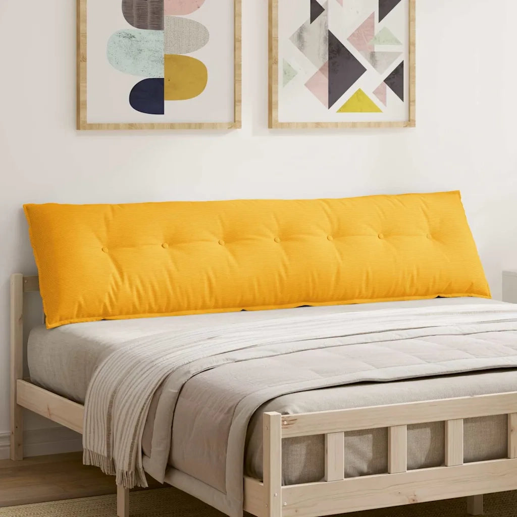 Cuscino per Schiena Giallo Chiaro 200 x 50 cm Tessuto in Cords 42015000