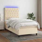 Letto a Molle con Materasso e LED Crema 100x200cm in Tessuto 3135098