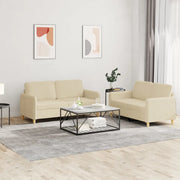 Set di Divani 2 pz con Cuscini Crema in Tessuto 3202088