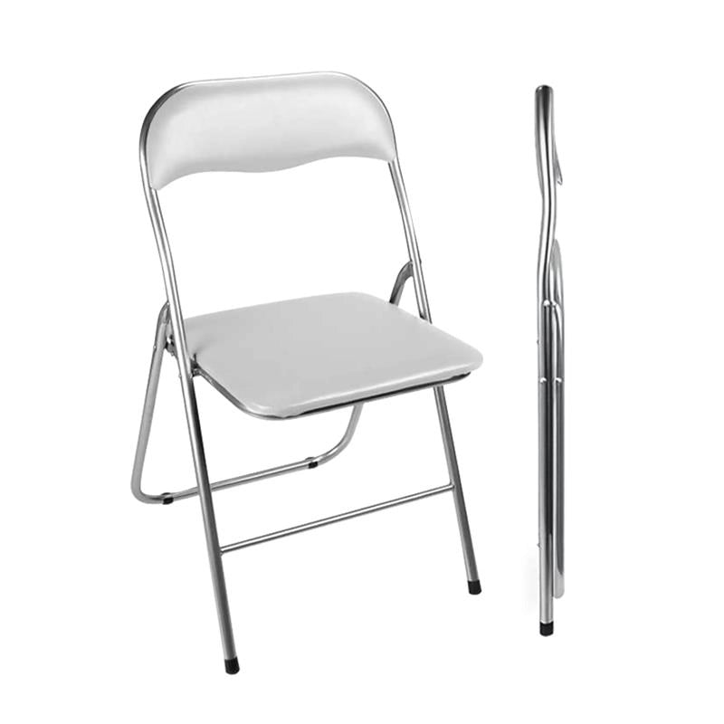 SET 6 SEDIE PIEGHEVOLI IMBOTTITE BIANCHE, 44X45X78H CM, SEDUTA COMODA, PORTATILE, STRUTTURA IN METALLO, SLIM, SALVASPAZIO, RESISTENTE