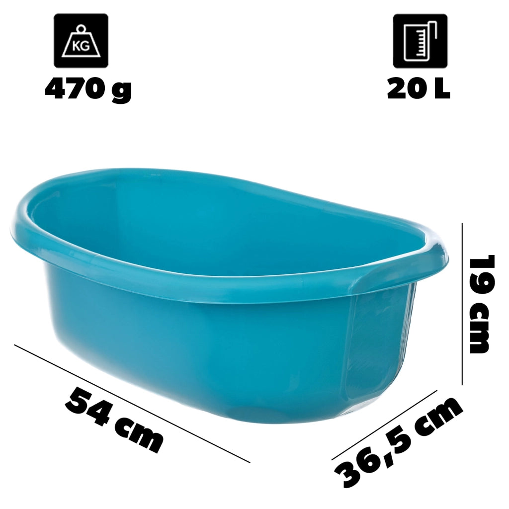 Bacinella in plastica KADAX da 20 litri, ovale, con maniglie