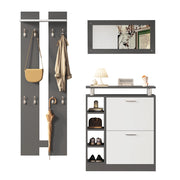 Set Guardaroba Ingresso da Parete 80×25×96;5 cm Grigio Antracite con Specchio; Scarpiera e Pannelli Appendiabiti