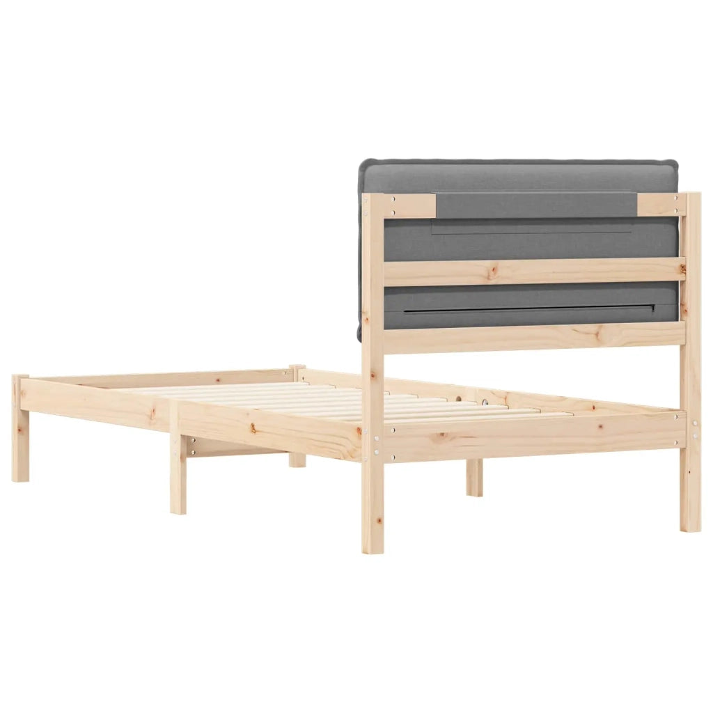 Letto con Testiera Rivestita Grigio chiaro 75 x 190 cm