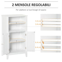 Mobiletto da Bagno 1 Mensola 2 Ante 50x30x93 cm in Legno Bianco