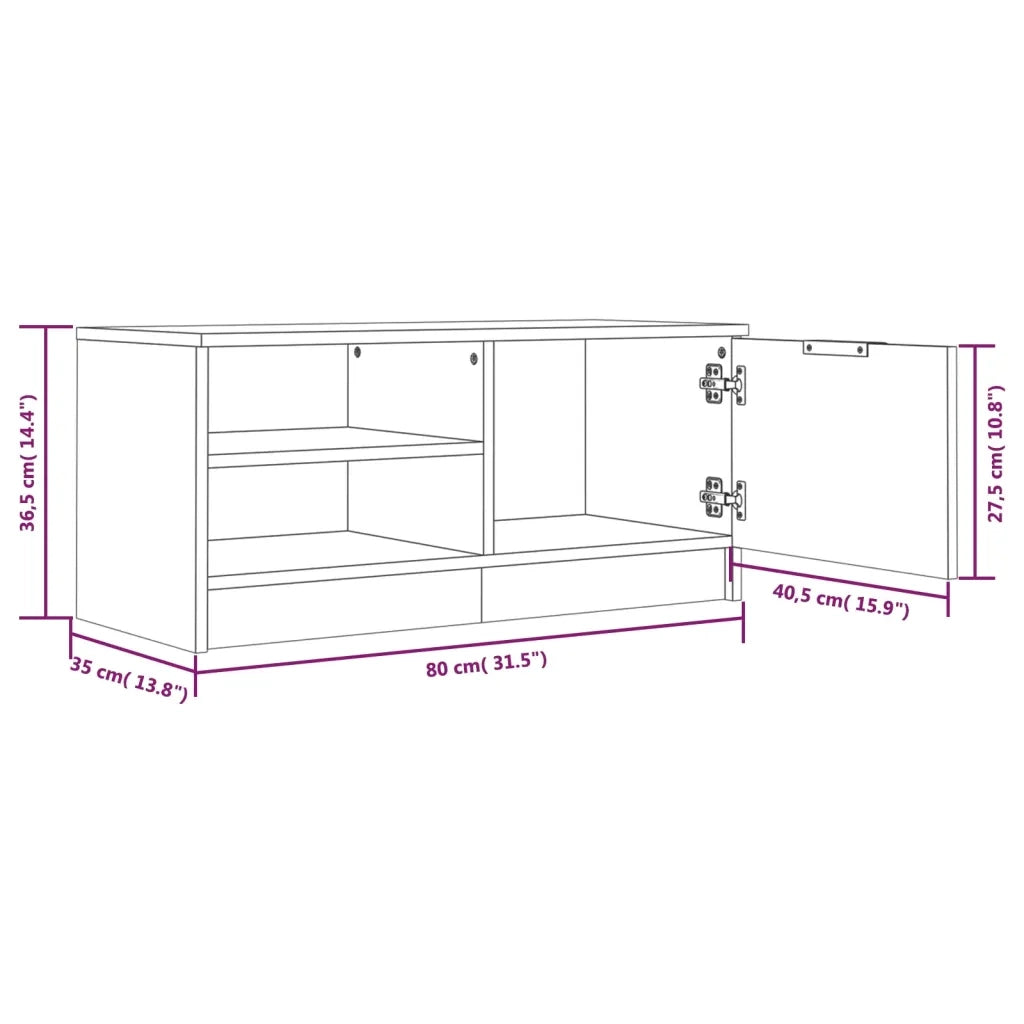 Mobile Porta TV Grigio Cemento 80x35x36,5 cm Legno Multistrato 811474