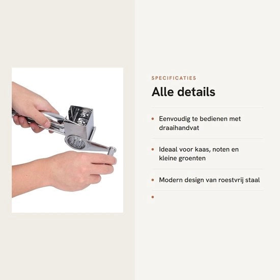 Raspante per formaggio rotante in acciaio inossidabile - raspante per formaggio con contenitore di raccolta - aiuto in cucina - facile da utilizzare - macinatore di formaggio