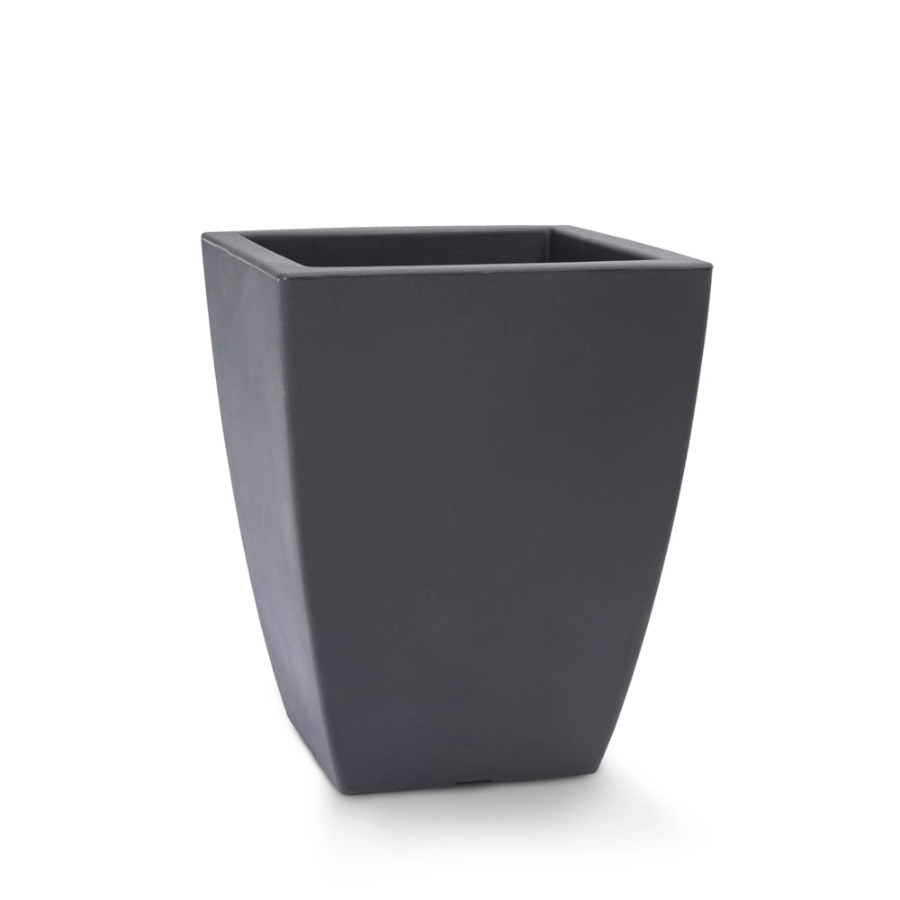 Cheonda - Garden Italia vasi/Vaso moderno per piante Quadro semplice alto EQSH 38 cm - in resina color Antracite/per Esterni ed Interni/Resistente al gelo/Antiurto/Leggero