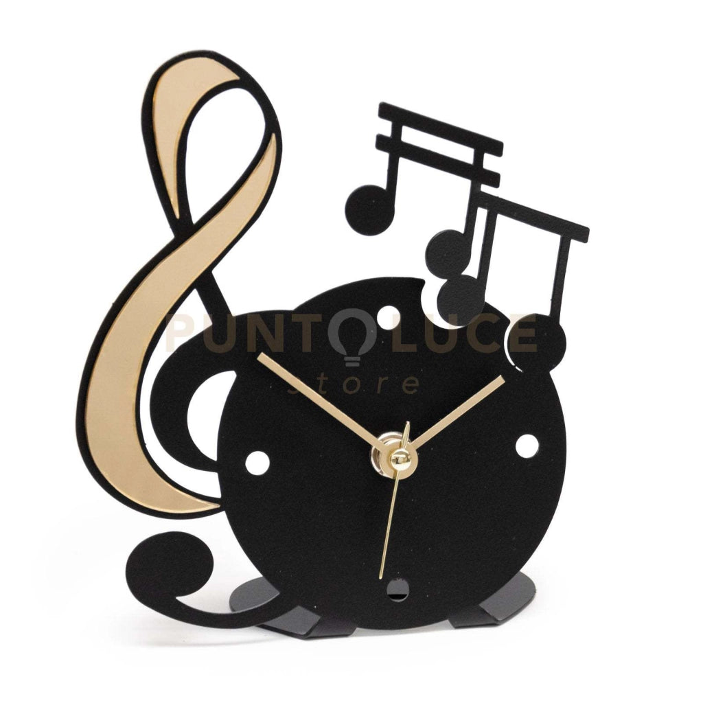 orologio musica decorato Nero in Ferro 13,5x15,5cmh