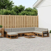 Set di divani da esterno 9 pcs Naturale e Grigio Chiaro