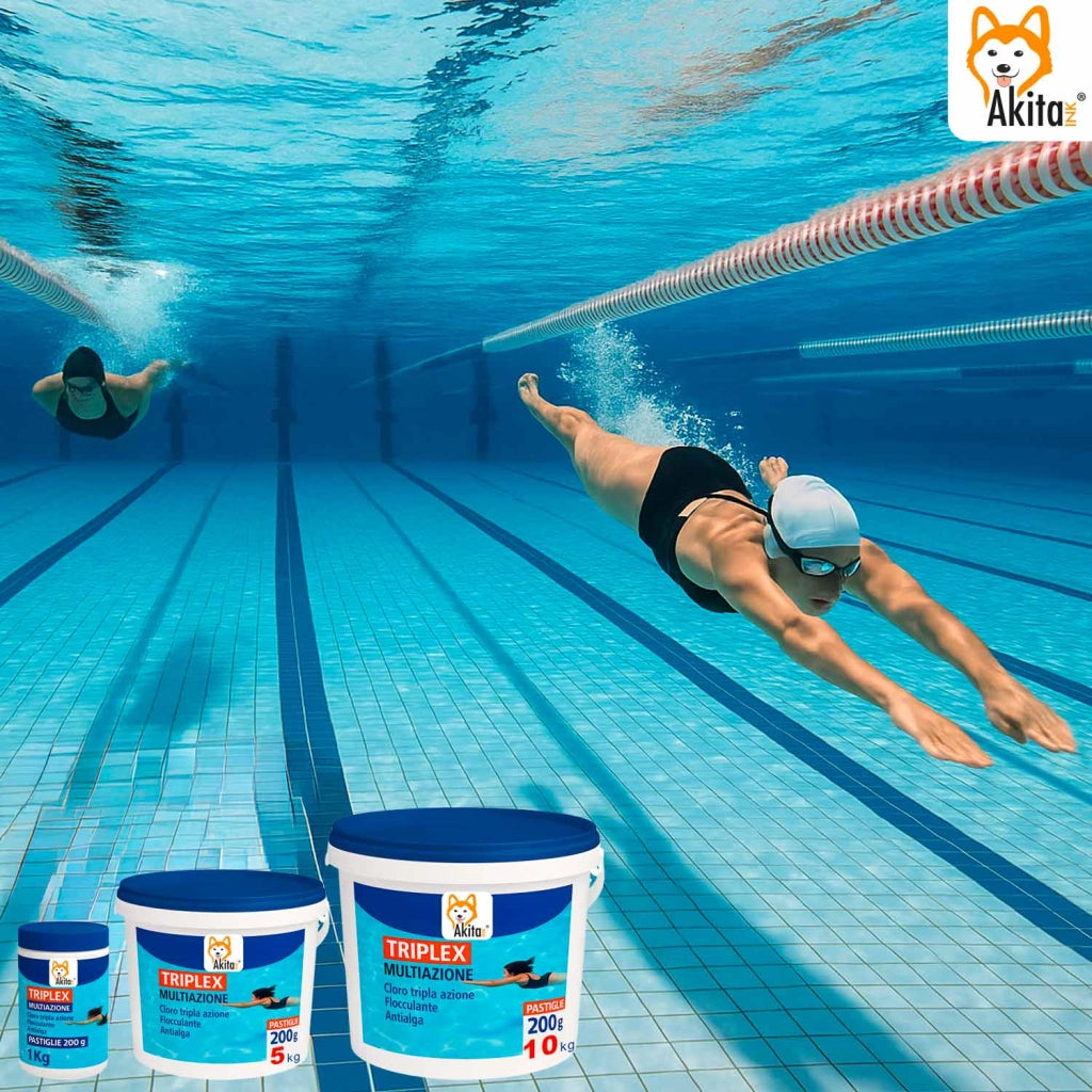 Akitaink Triplex Cloro 3 in 1 Piscina 5 kg Pastiglie 200g
