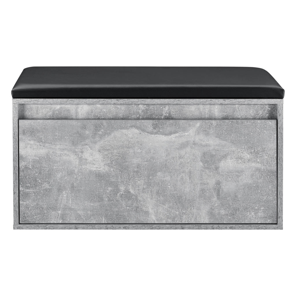 Panchina Portascarpe Degerfors con Cassetto 80x39x45 cm Effetto Cemento / Nero [en.casa]