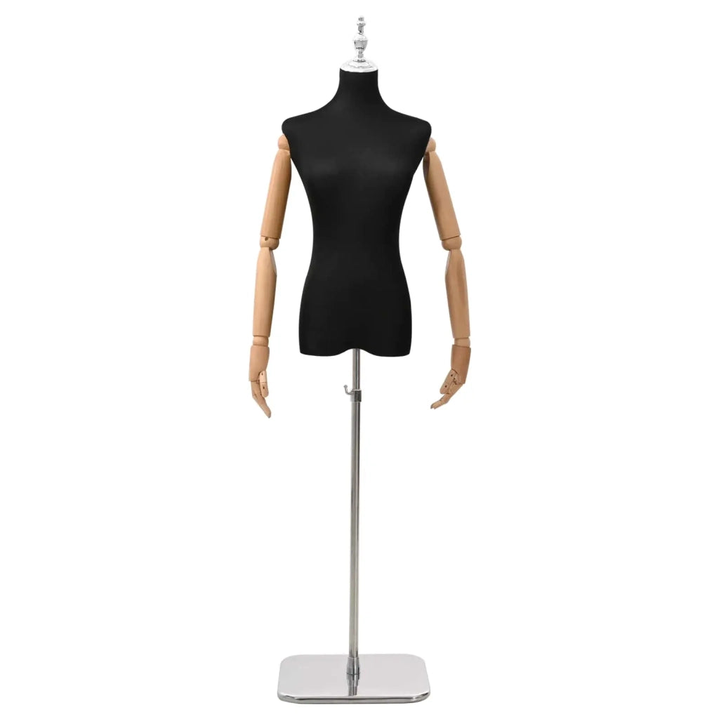 Manichino Regolabile 165-213 cm con Base Femmina PP Nero 42041702