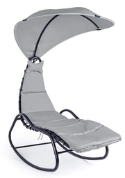 Sedia Dondolo Relax Chaise Longue 80x160x195 cm con Tettuccio in Acciaio Antracite