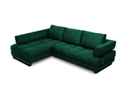 Cosmopolitan Design - Divano convertibile angolare sinistro con box "Clinton" 5 posti in velluto verde bottiglia 