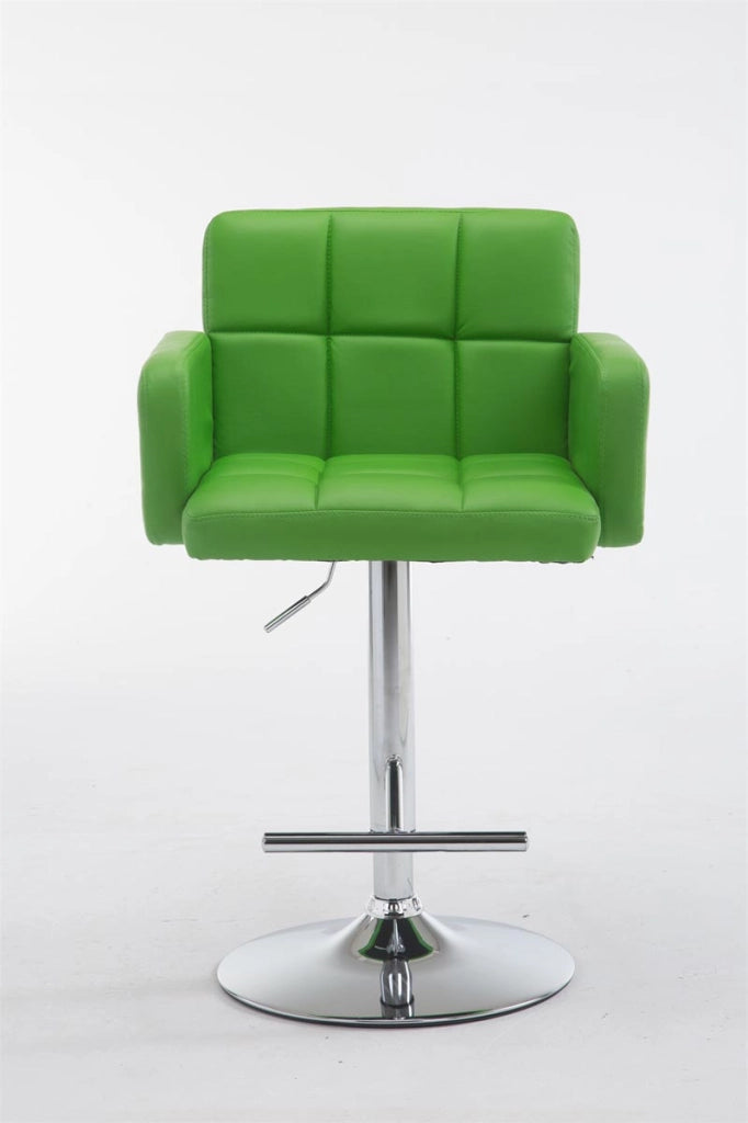 Sgabello Los Angeles in similpelle verde,cromo