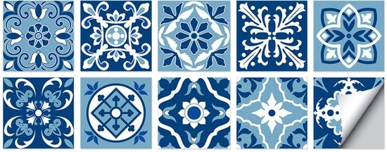 Set di 10 adesivi per parete in PVC autoadesivi 15 x 15 cm decorazione per parete adesivi per parete acqua-resistente per uso interno, ideali per soggiorno, cucina, bagno, decorazione.