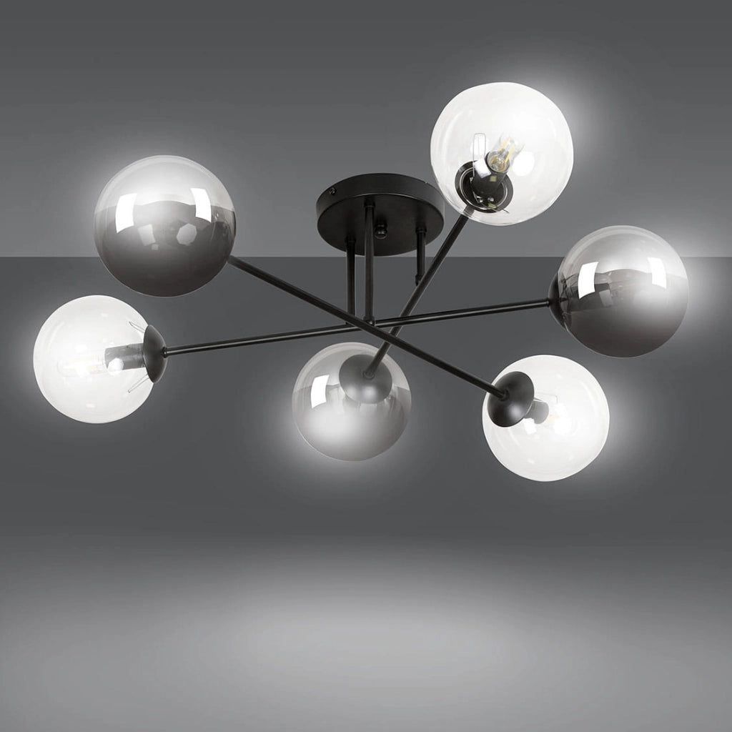 Lampadario Emibig Brendi 6xE14 nero vetro multicolore