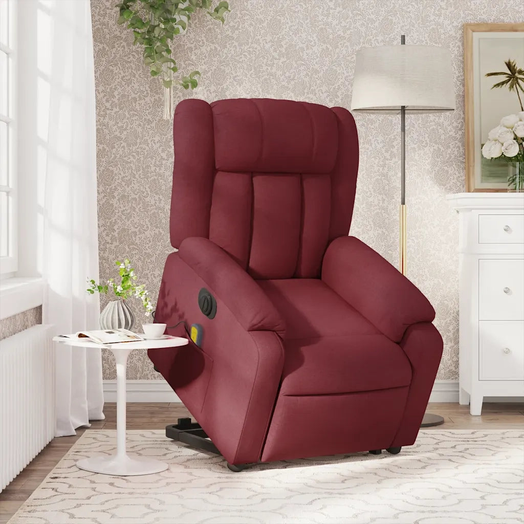 Poltrona Alzapersona Massaggiante Elettrica Rosso Vino Tessuto 3205355