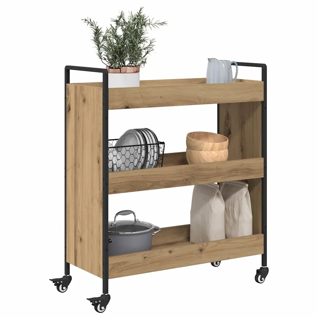 Carrello da Cucina-Scaffale per Cucina Rovere artigianale 70 x 30 x 82 cm