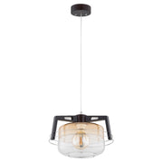 Lampada a sospensione Alfa ISKAR legno scuro vetro E27