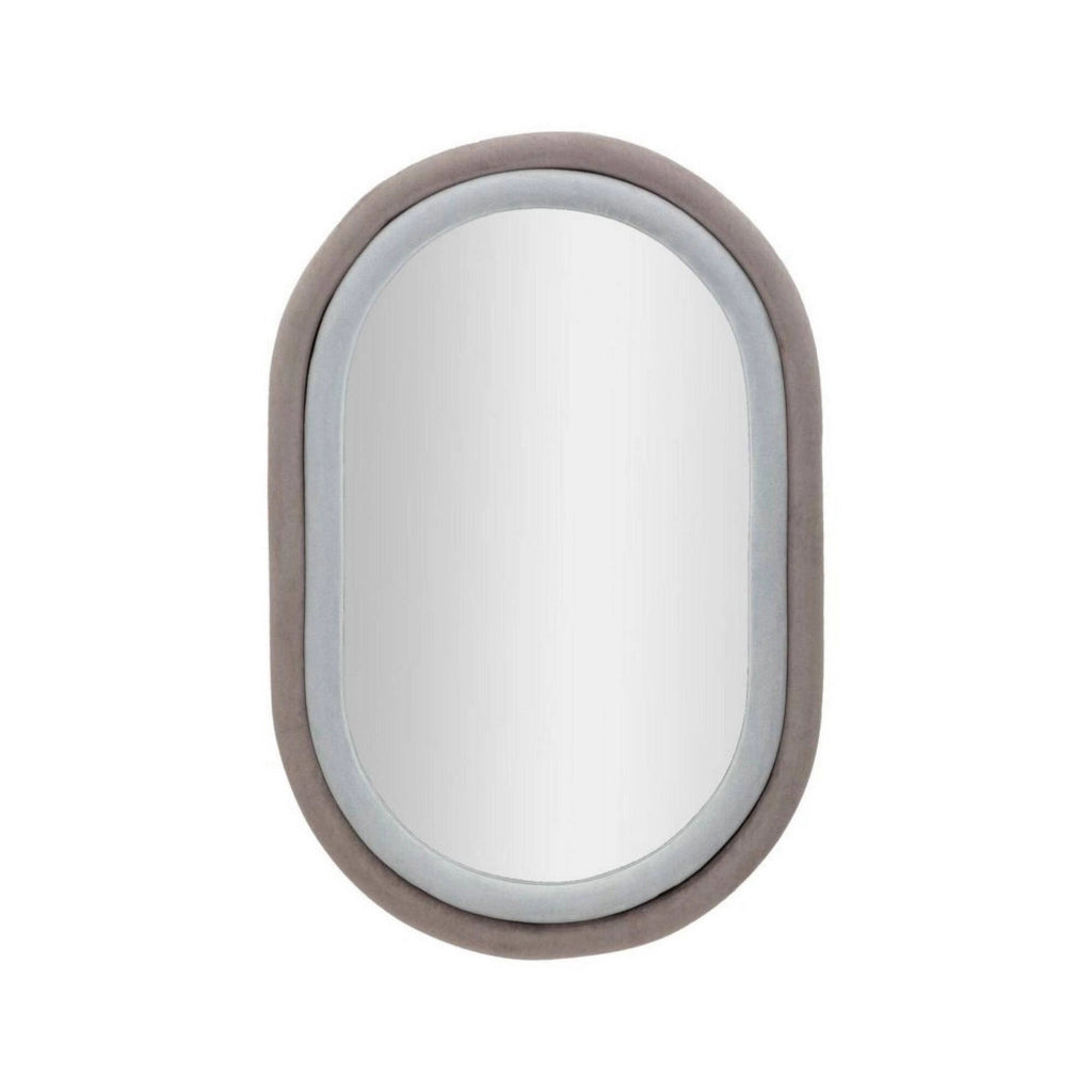 Specchio Marinetti, Specchiera, Articolo d'arredo a muro, Decorazione con specchio, 60x4 h90 cm, Tortora e Grigio