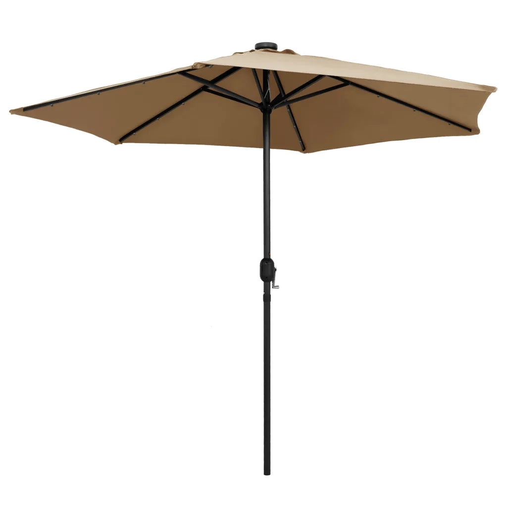 Ombrellone con Luci a LED e Palo Alluminio 270 cm Tortora 47355