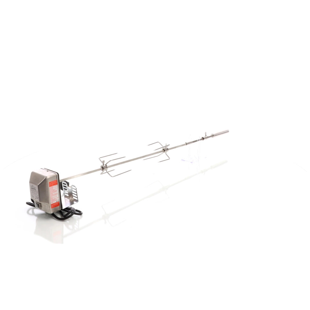 Girarrosto da barbecue 97 cm 230 V, Spiedo in acciaio inox con 2 forchettoni carne