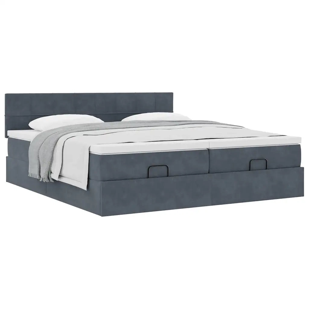 Struttura Letto Pouf con Materassi 160x200 cm in Velluto