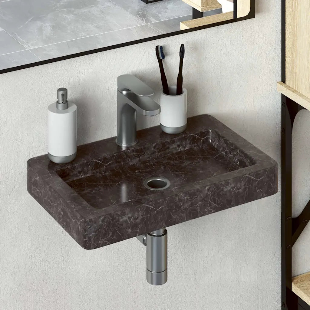 Lavello a Parete Nero 38x24x6,5 cm in Marmo CFW9969330