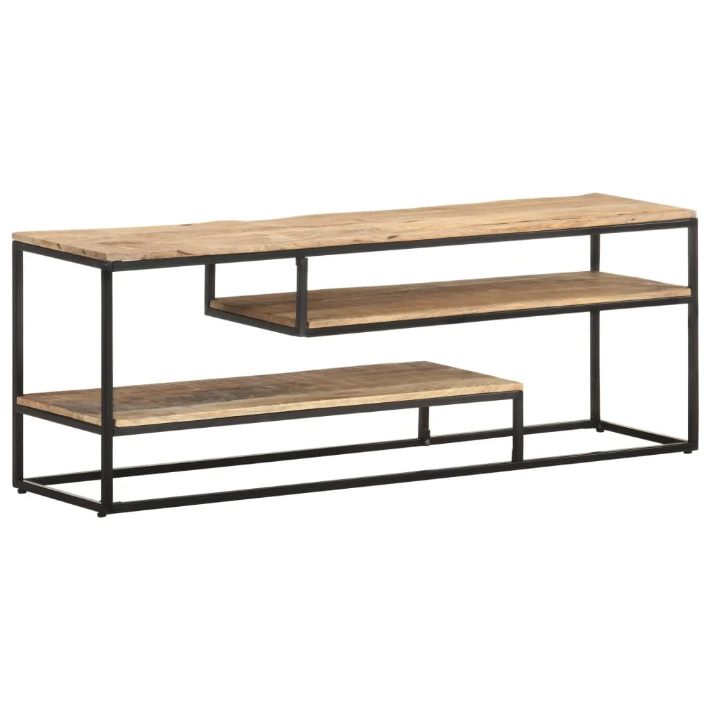 Mobile porta TV multimediale mensola TV credenza mobile TV sala da pranzo soggiorno camera da letto 130 x 30 x 45 cm legno di mango grezzo marrone 02_0025888