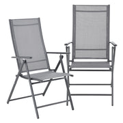 Set Kalamata di 2 Sedie Pieghevoli da Giardino con Braccioli e Schienale Reclinabile - Grigio Chiaro [en.casa]